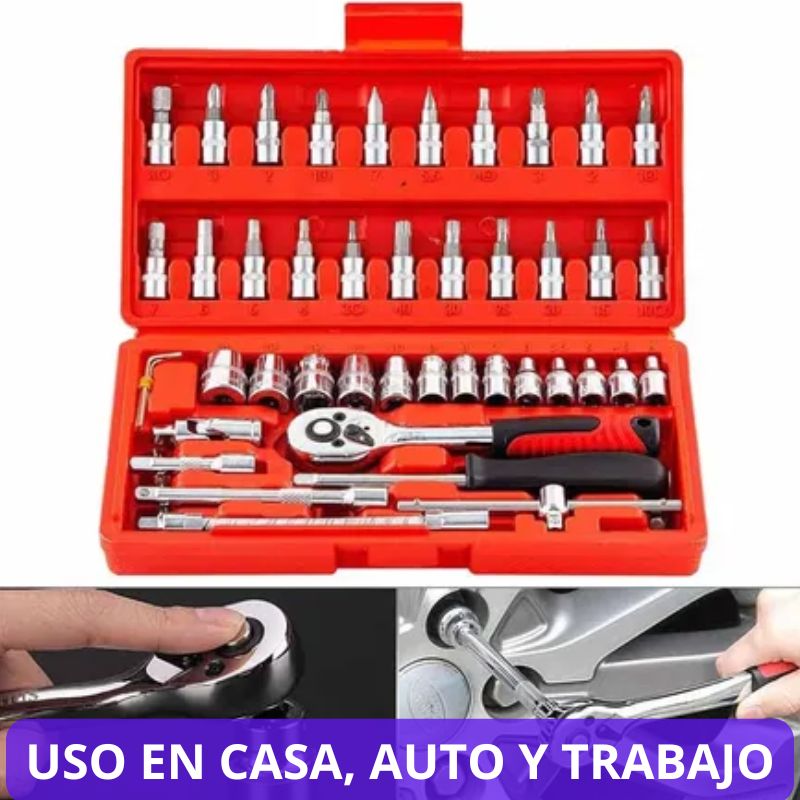 🔥SET DE HERRAMIENTAS RATCHET 46 PIEZAS⚡ "Olvídate de las reparaciones complicadas y resuelve en minutos"