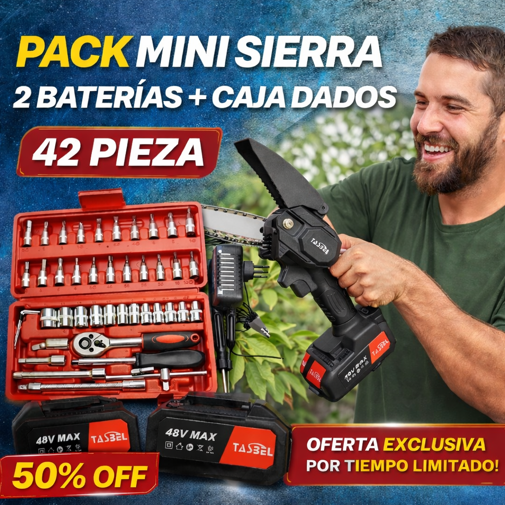 🔥PACK MINI SIERRA 2 BATERIAS + CAJA DADOS 42 PIEZAS + ENVÍO GRATIS 🎁 "Realiza tus arreglos en minutos sin cables molestos"