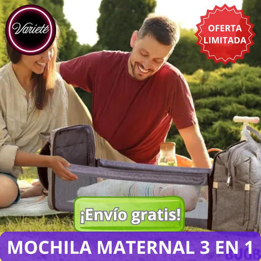 MOCHILA MATERNAL 3 EN 1. "Imagina llevar todo para tu bebé, además de una pañalera y cuna portátil"