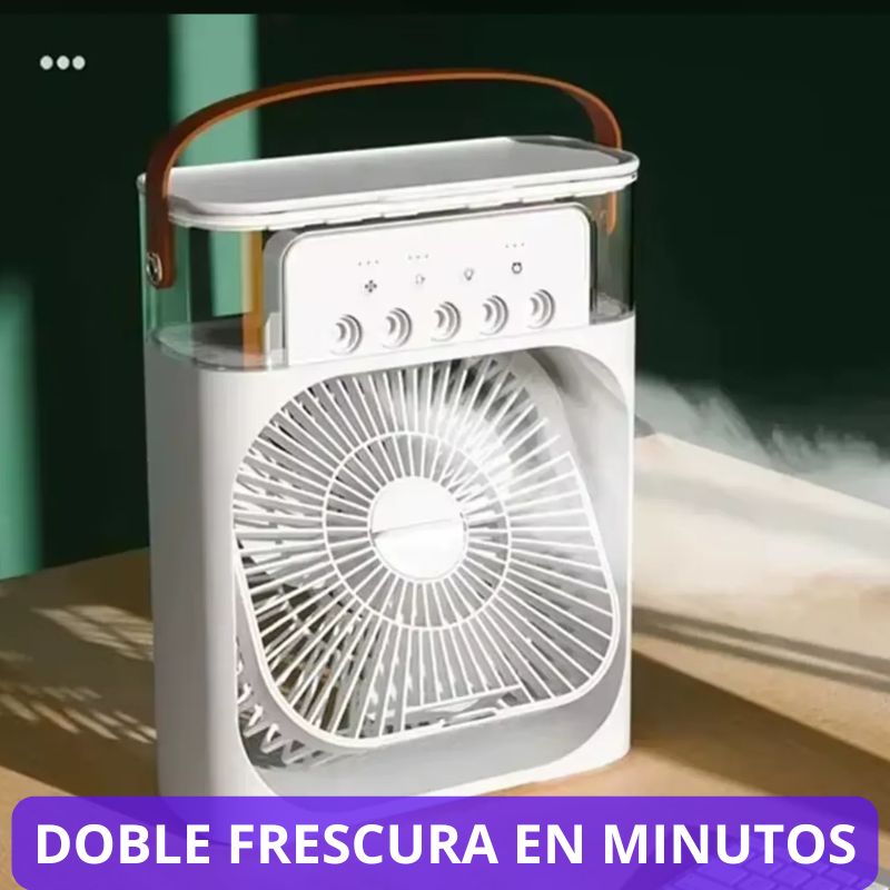 VENTILADOR HUMIDIFICADOR RECARGABLE. "Olvídate del calor extremo y los malos olores en pocos minutos"