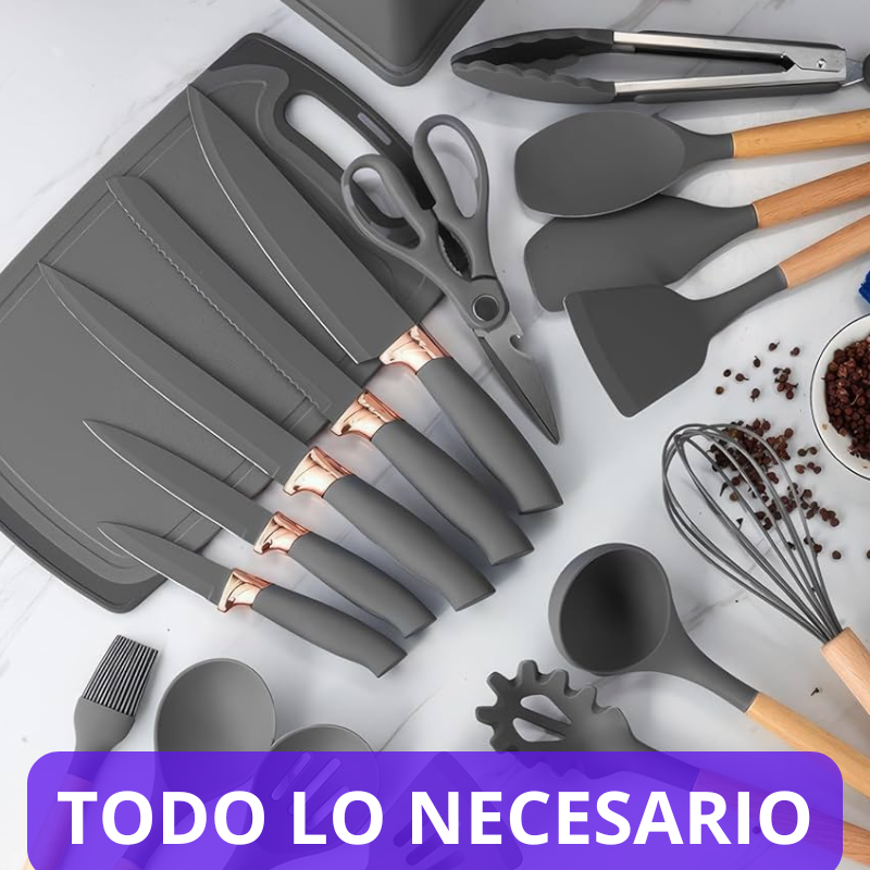 🔥SET 19 UTENSILIOS DE COCINA⚡️"Moderniza y organiza lo que más necesitas para cocinar en casa"