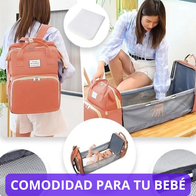 MOCHILA MATERNAL 3 EN 1. "Imagina llevar todo para tu bebé, además de una pañalera y cuna portátil"