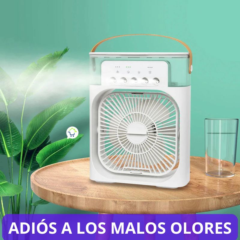 VENTILADOR HUMIDIFICADOR RECARGABLE. "Olvídate del calor extremo y los malos olores en pocos minutos"