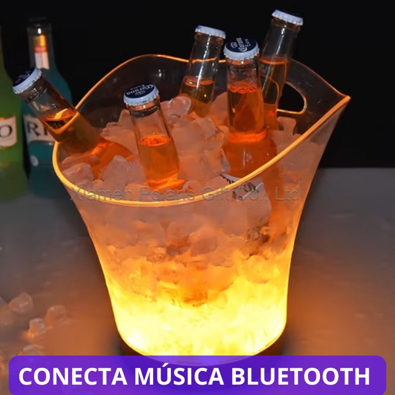 🎁CUBETA PARA HIELOS LED CON PARLANTE BLUETOOTH🔥. "Lúcete con diversión, estilo y tecnología en cada celebración"