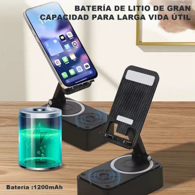 🔥SOPORTE 3 EN 1 GIRO 360° CON PARLANTE BLUETOOTH Y CARGADOR USB + ENVÍO GRATIS🎁 "Mejora el ángulo de visión y batería del celular hoy mismo"