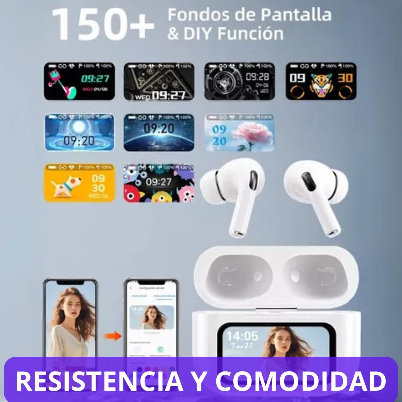 AUDÍFONOS INTELIGENTES CON PANTALLA DIGITAL A9 PRO. "Desecha tus viejos audífonos y transforma tu experiencia digital"