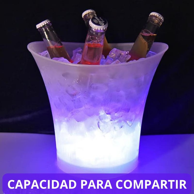 🎁CUBETA PARA HIELOS LED CON PARLANTE BLUETOOTH🔥. "Lúcete con diversión, estilo y tecnología en cada celebración"