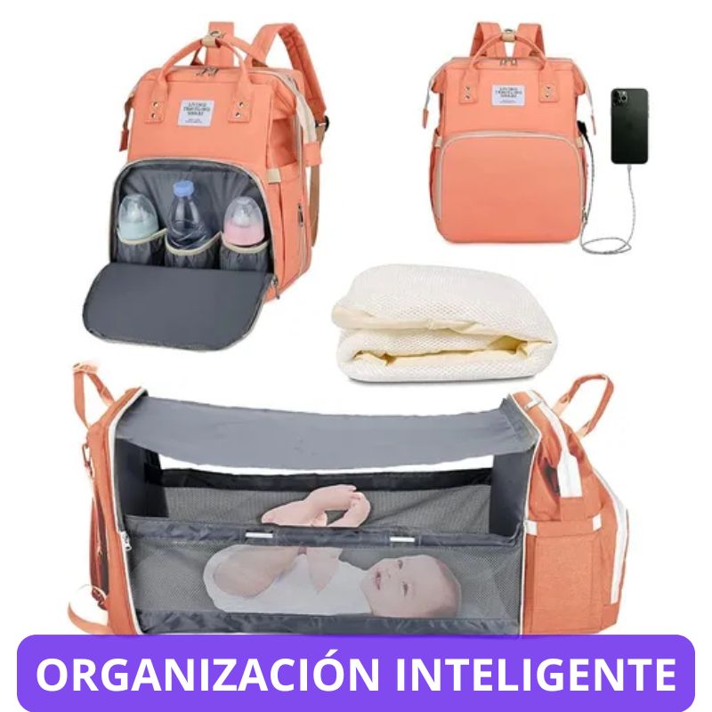 MOCHILA MATERNAL 3 EN 1. "Imagina llevar todo para tu bebé, además de una pañalera y cuna portátil"