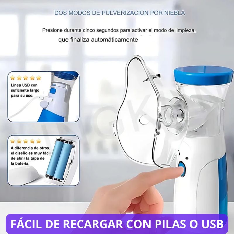 🔥NEBULIZADOR PORTÁTIL RECARGABLE⚡️"Alivio Respiratorio Donde Lo Necesites"