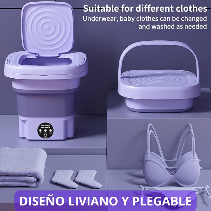 🔥MINI LAVADORA PORTÁTIL 8 LITROS CON CENTRÍFUGADO + ENVÍO GRATIS🎁 "Portátil para lavar y secar tus prendas livianas en forma eficiente en pocos minutos"