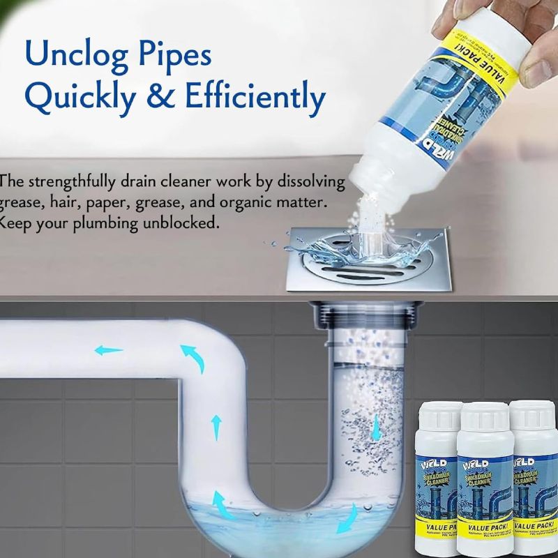 🔥PACK 3 UNIDADES DE POLVO LIMPIADOR DE DRENAJE + Envío Gratis🎁 "Recupera tu tranquilidad con una limpieza rápida que se lleve los malos olores"