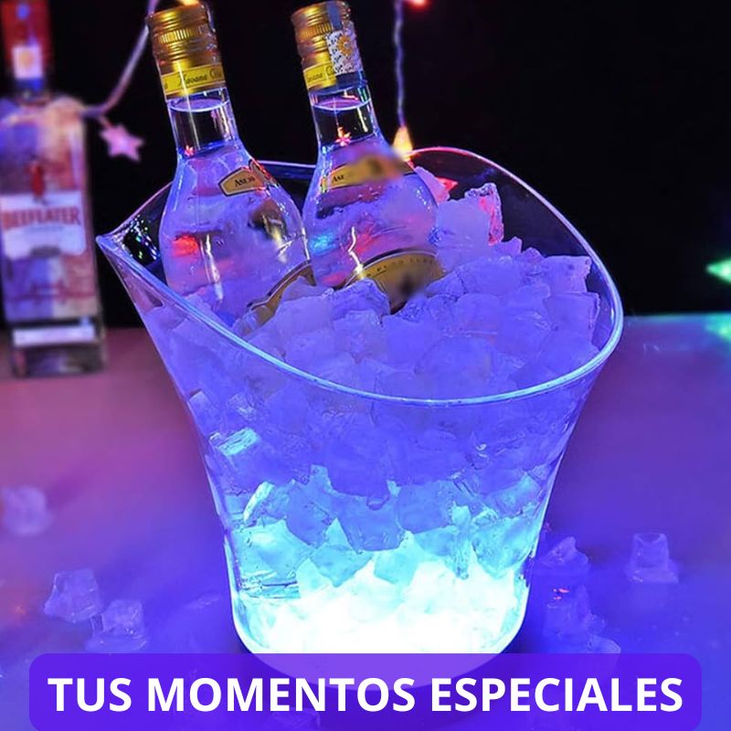 🎁CUBETA PARA HIELOS LED CON PARLANTE BLUETOOTH🔥. "Lúcete con diversión, estilo y tecnología en cada celebración"