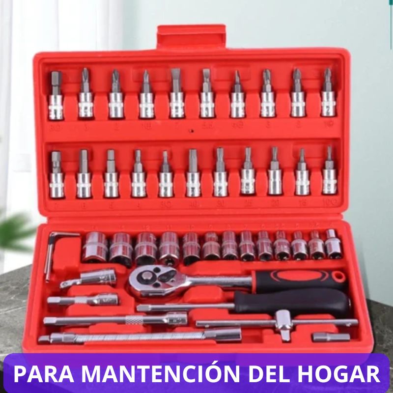 🔥SET DE HERRAMIENTAS RATCHET 46 PIEZAS⚡ "Olvídate de las reparaciones complicadas y resuelve en minutos"